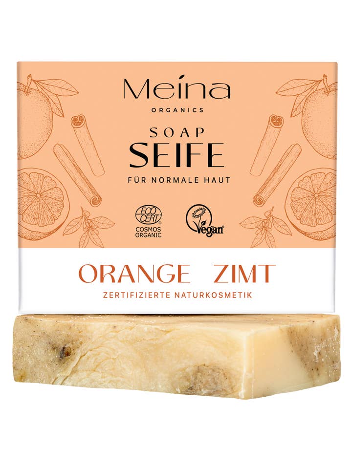 Seife mit Orange und Zimt für den Großhandel von Meina Organics