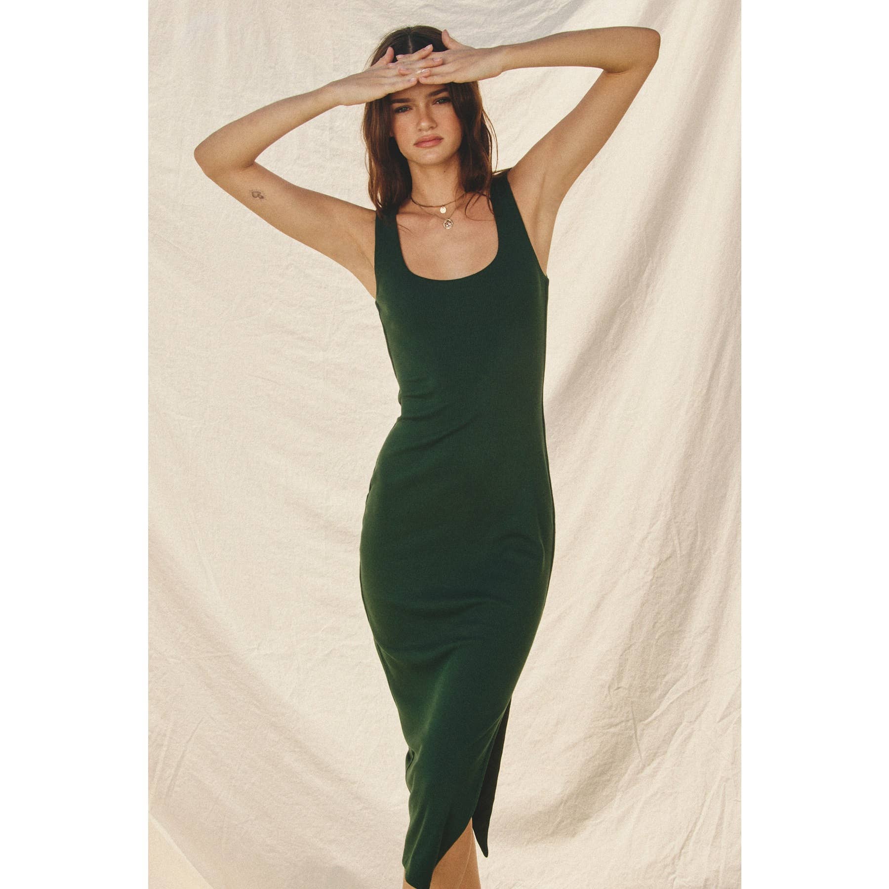 Dress Forum - Wholesale Jurk - Dames - Geribbelde gebreide bodycon-midi-jurk met vierkante hals9