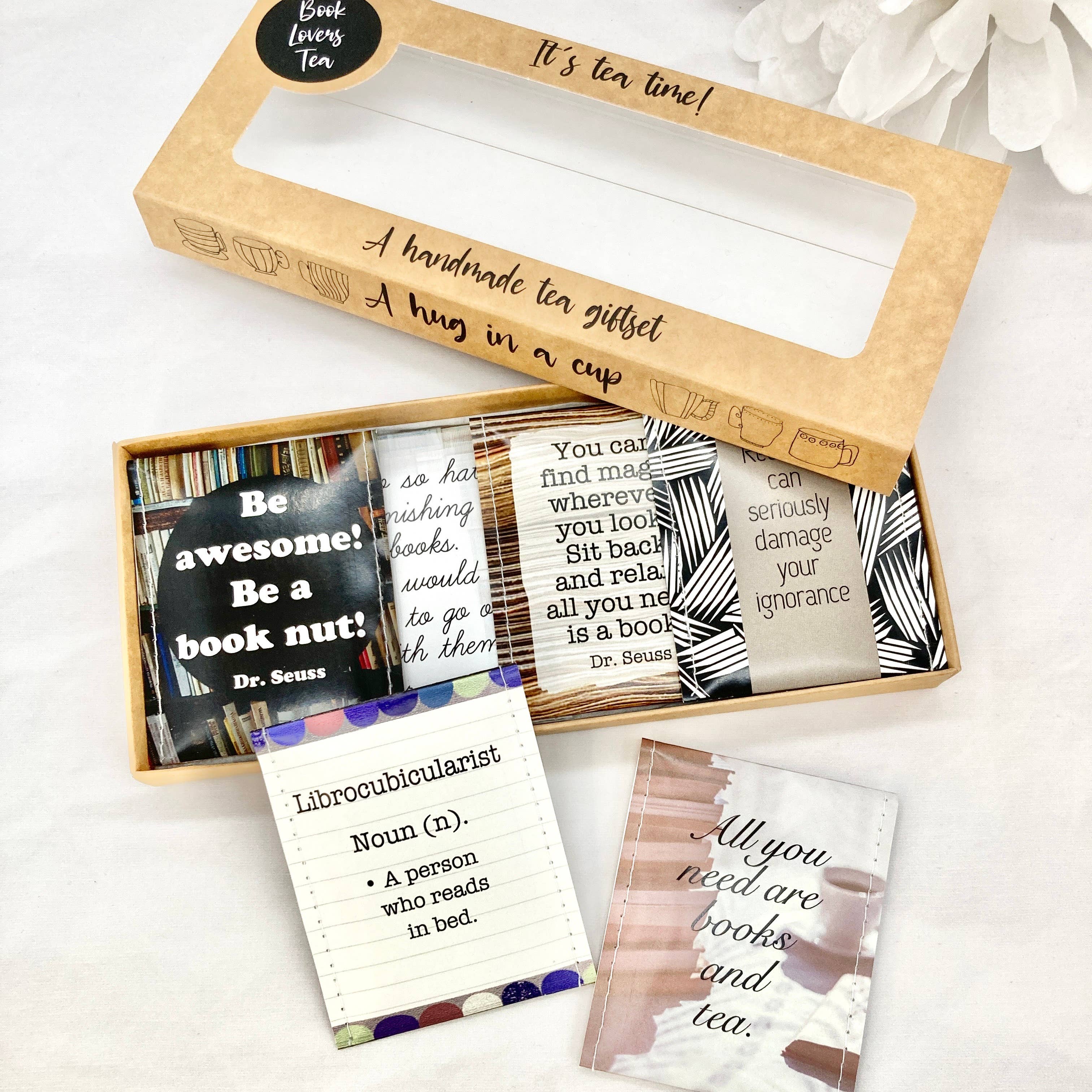 Victoria Mae Designs – wholesale Tea bags – Gifts for Book Lovers: Tea Gift Set for Bookworms1