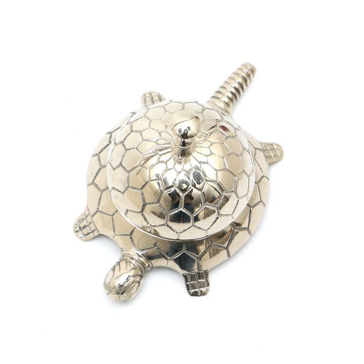 ExpoBazaar - Wholesale Decorative Tabletop Object - Decorative Aluminium Desk Bell in Turtle Shape-7.5" Dia