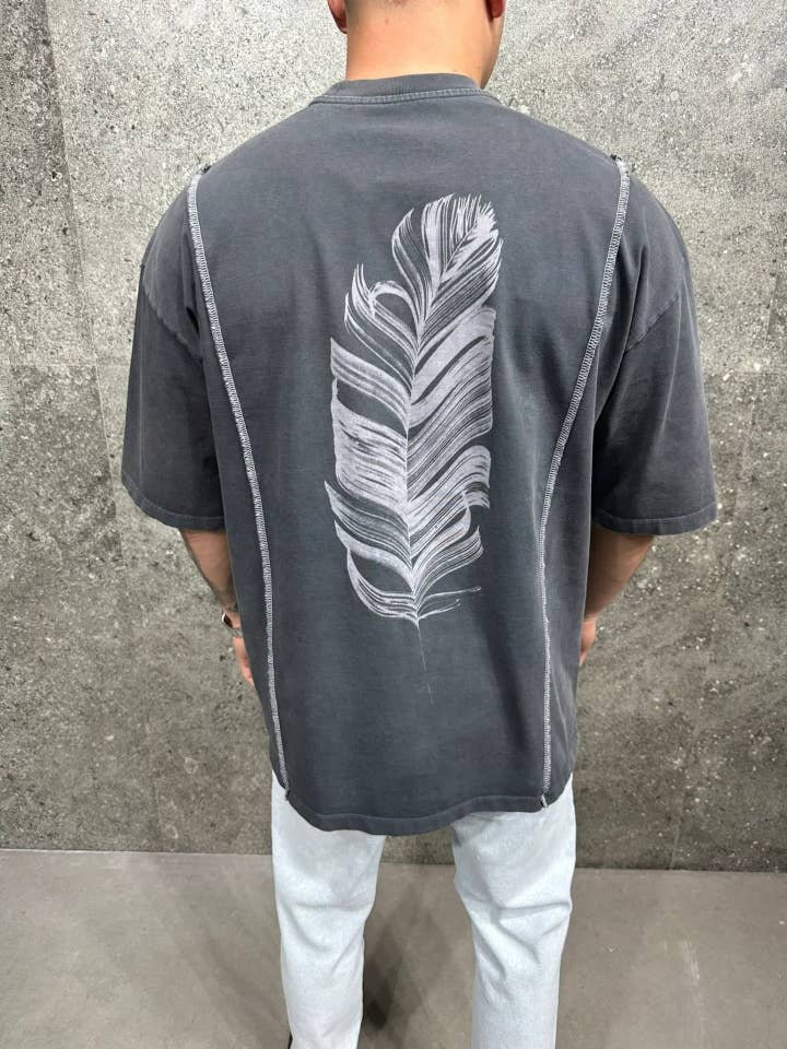 SERNES - Wholesale T-Shirt - Men's - Oversized T-Shirt - 0708 - YP AJ6327 Anthracite