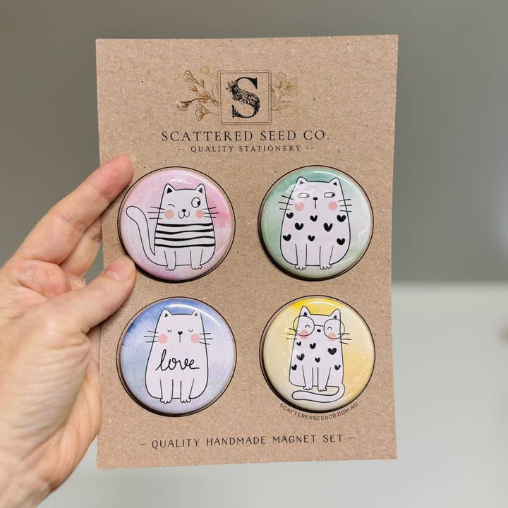 CUTE CATS Large Magnets - 4 designs for wholesale by Scattered Seed Co