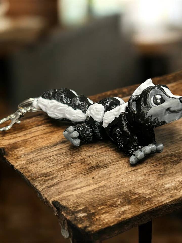 Zwarte witte stinkdier sleutelhanger sleutelring tas hanger 3D geprint voor wholesale door 3D in Paradise