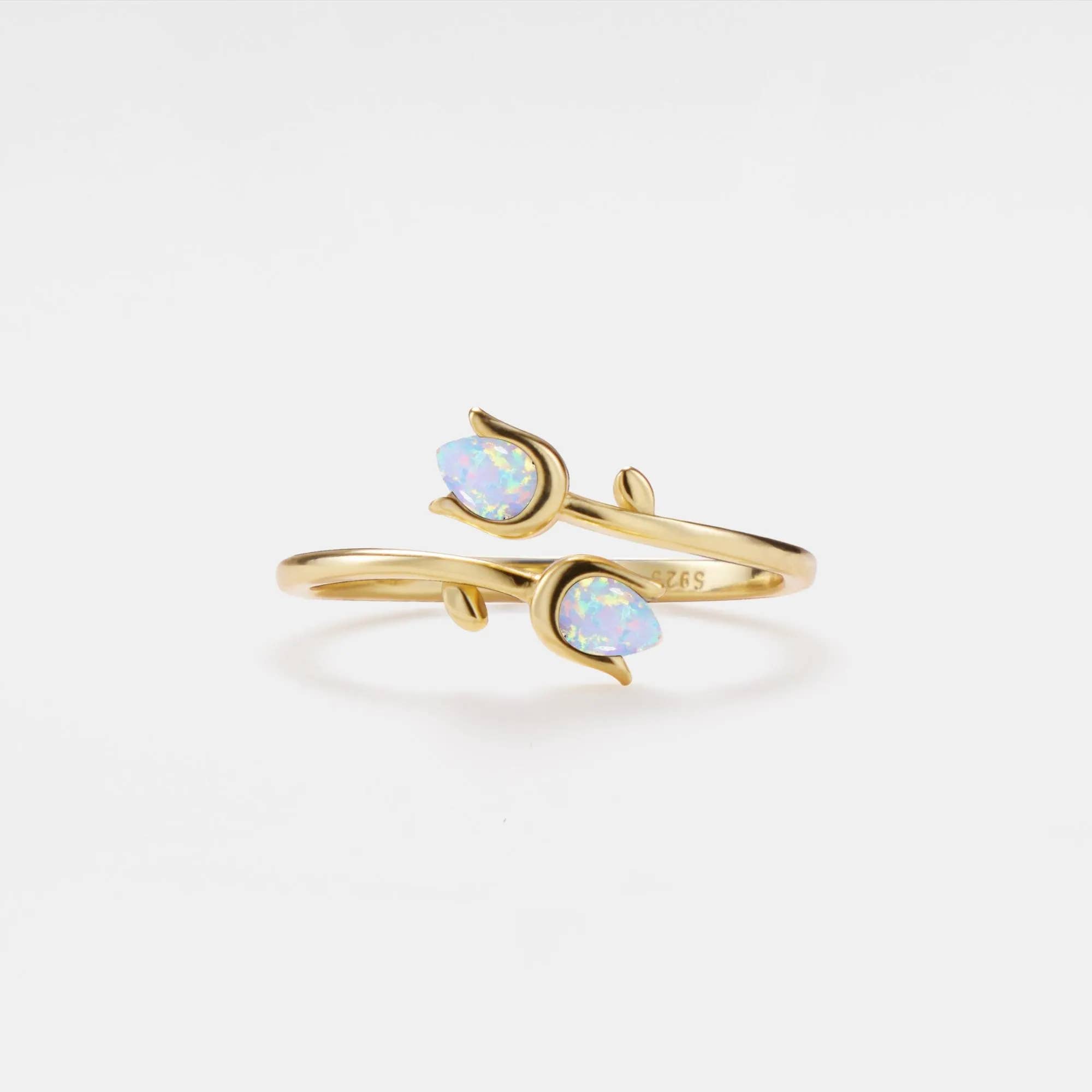 Perimade & Co. LLC – wholesale Ring med flera stenar – Ömtålig tulpanring med opal i 925 sterlingsilver