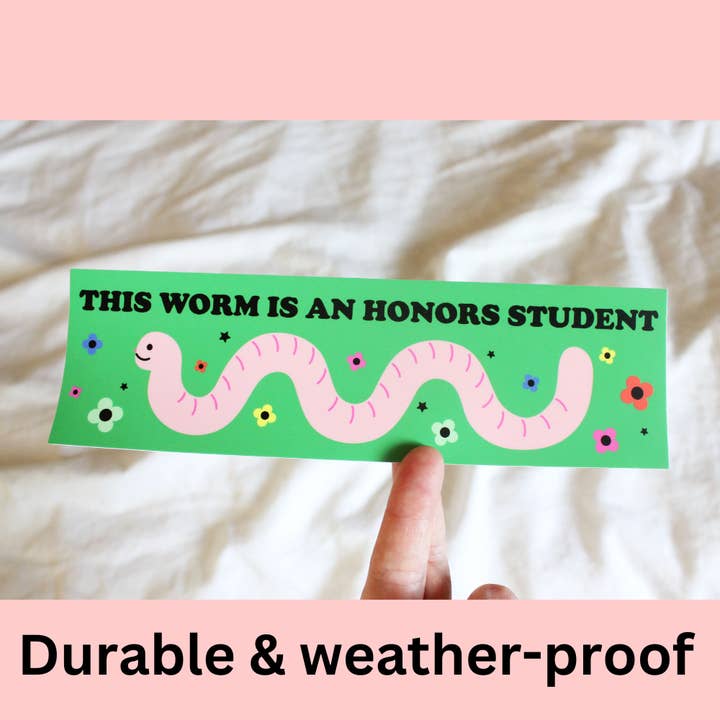 Honors Student Worm Bumper Sticker for wholesale by Tender Ghost