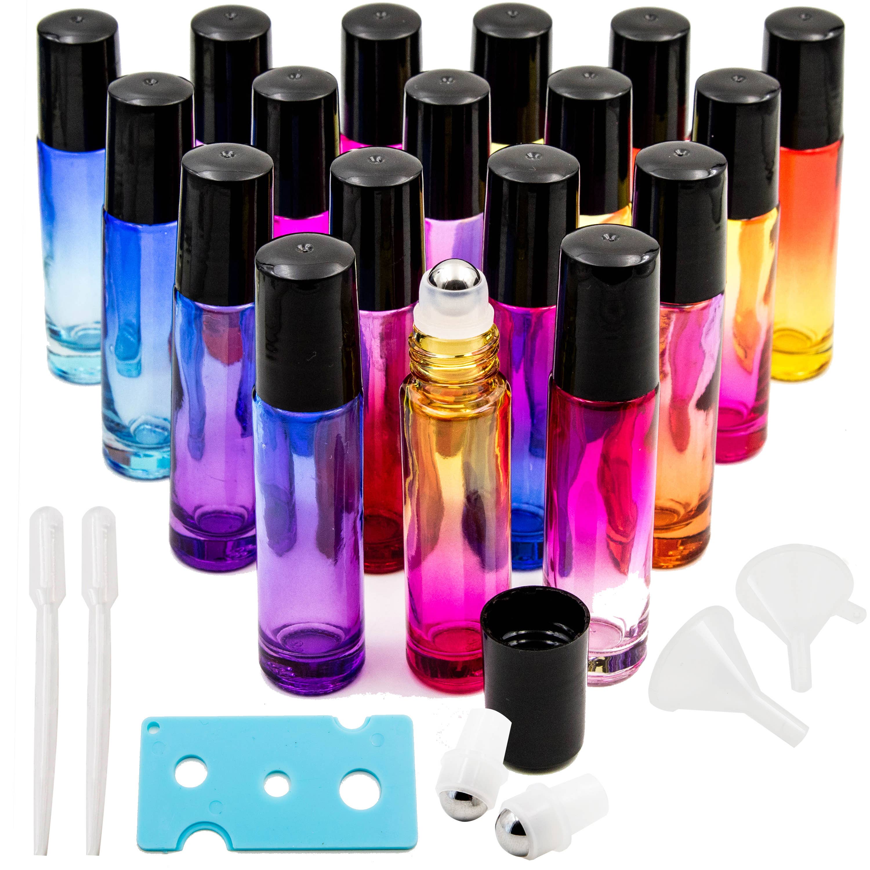 Youngever - Wholesale Essential Oil Holder - Youngever 18 Pack Rainbow Color Essential Oil Roller Bottles0