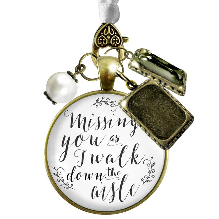 Bouquet Wedding Charm 2 Frames Missing You Memorial Whit ^ for wholesale by Gutsy Goodness