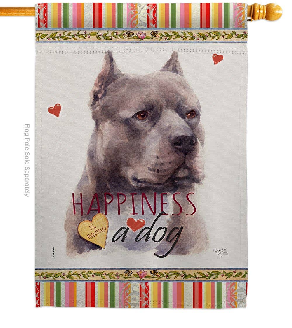 Two Group Flag Co - Venta al por mayor Bandera y manga de viento - Bandera azul para decoración de perro de Pitbull Happiness1