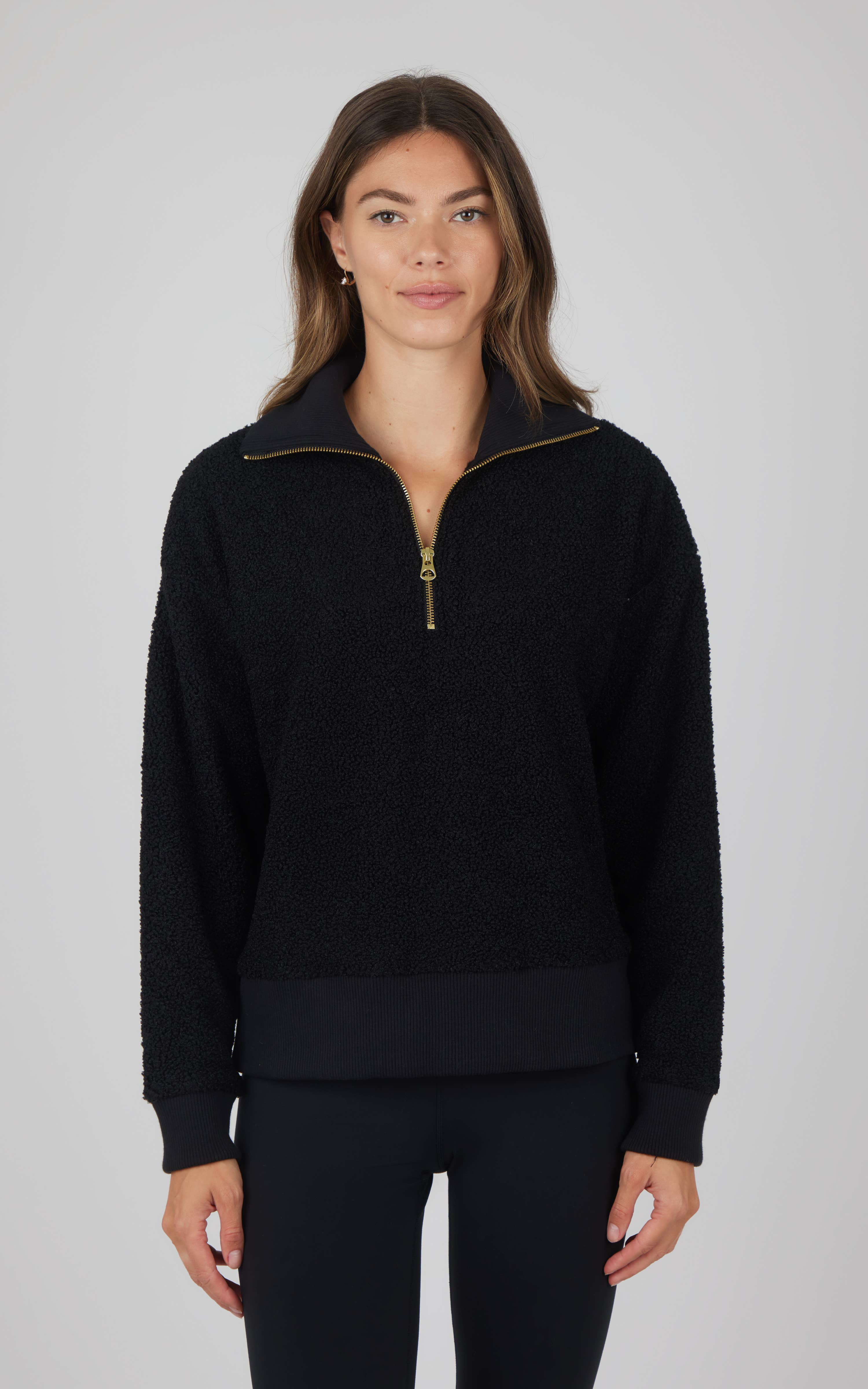 90 Degree by Reflex & Yogalicious - Wholesale Sweatshirt - Women's - Women's Cozy Sherpa Half Zip Pullover Sweatshirt0