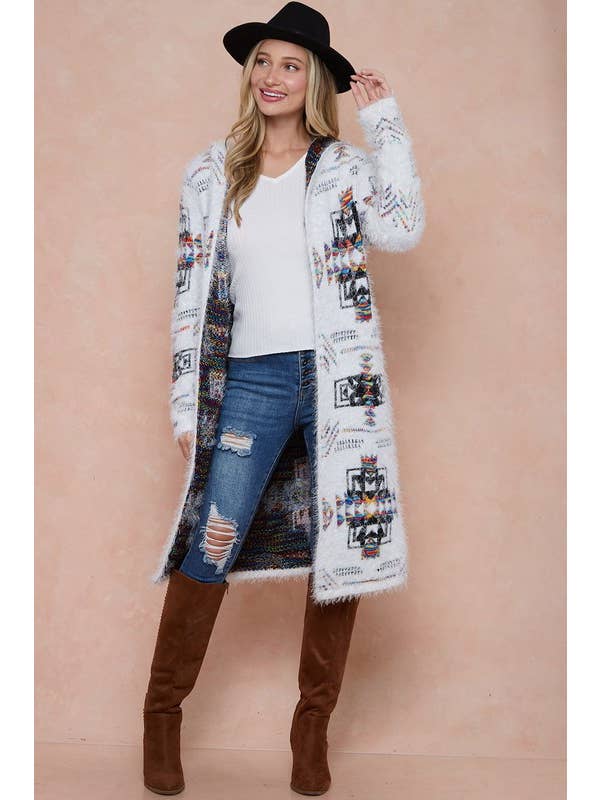 Aztec Rainbow Jacquard Long Sleeve Cardigan for wholesale on Faire