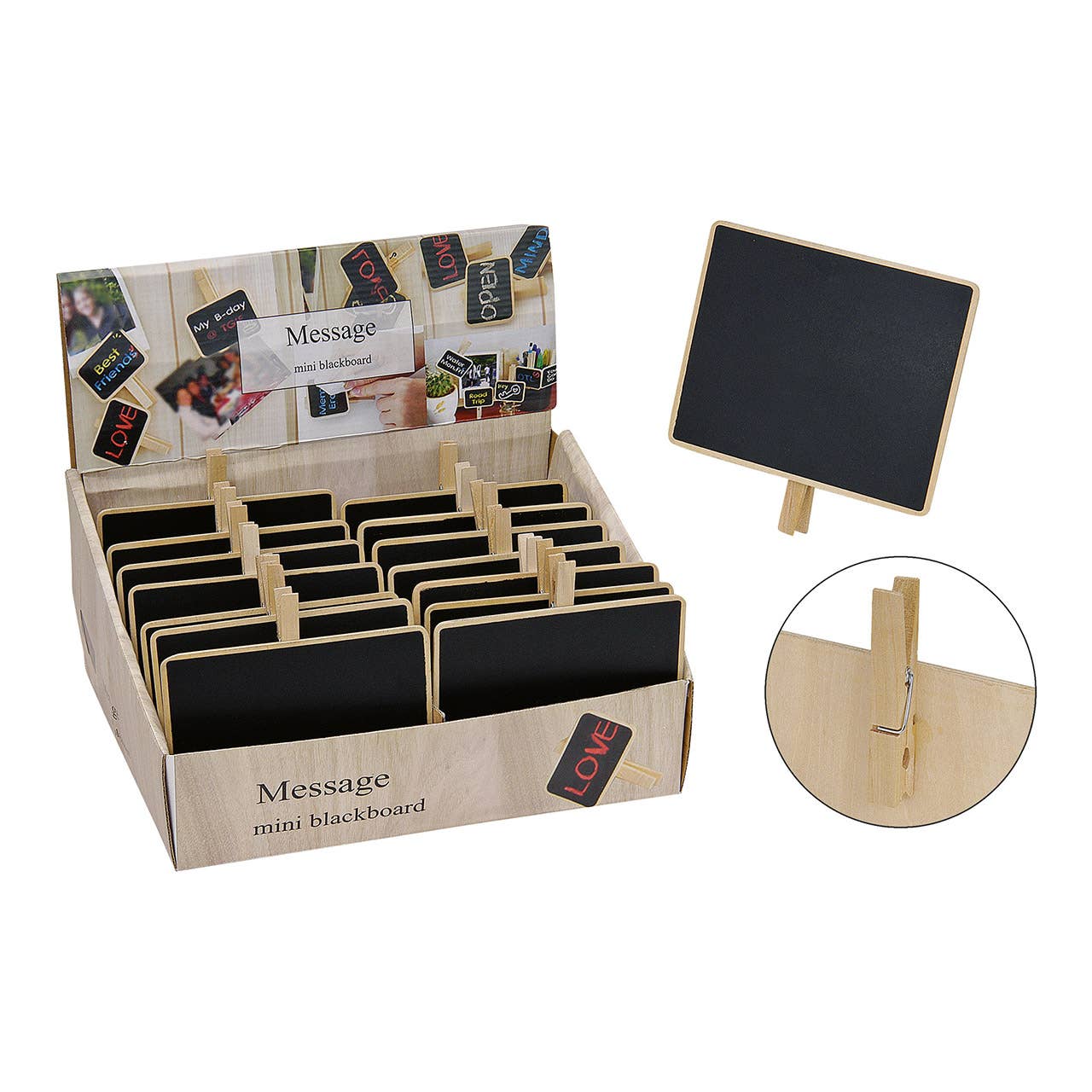 Wurm - Vendita all'ingrosso Statuette decorative - Lavagna in legno con clip, 15 x 12 cm0