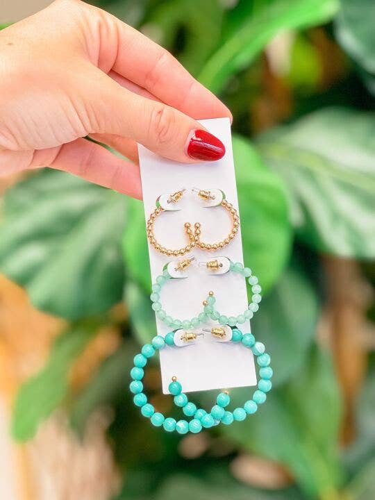 Prep Obsessed Wholesale - Wholesale Jewelry Set - Multi-Beaded Hoop Earring Sets2