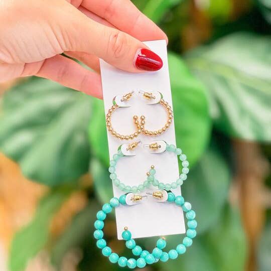 Prep Obsessed Wholesale - Wholesale Jewelry Set - Multi-Beaded Hoop Earring Sets2