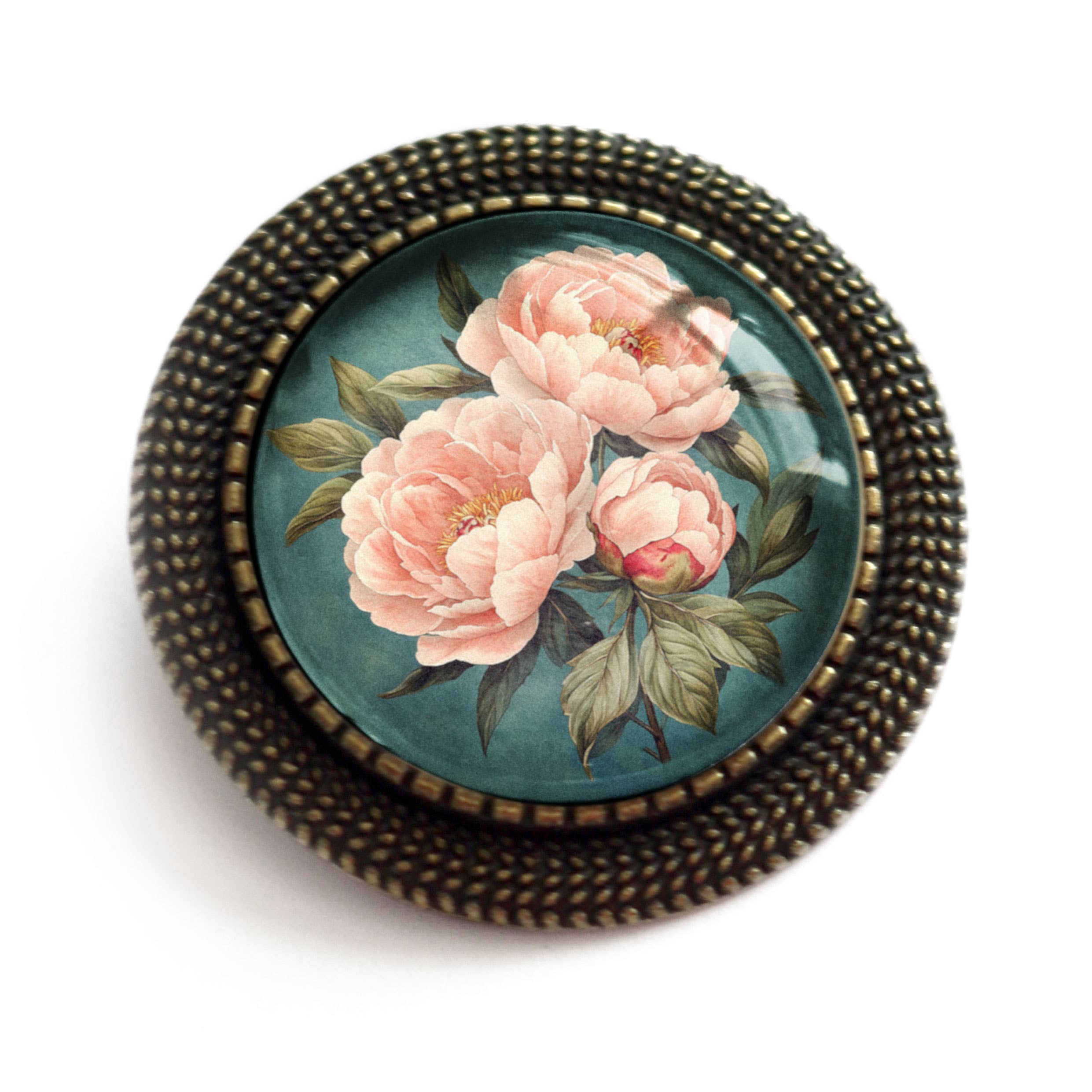The Divine Iguana - Wholesale Brooch - Pink Peony Spring Floral Cottage Core Brooch 0