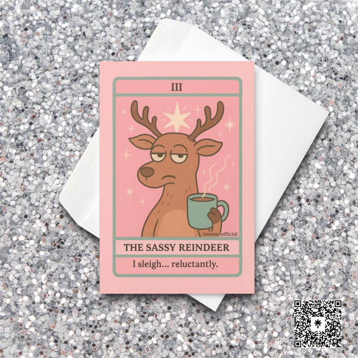Sassy Reindeer Christmas Card • Retro Holiday Greeting for wholesale by Hot Mess Paper Co.
