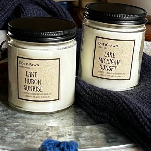 LAKE HURON SUNRISE & LAKE MICHIGAN SUNSET / Candle Bundle for wholesale by Doe & Fawn Candles and Co.