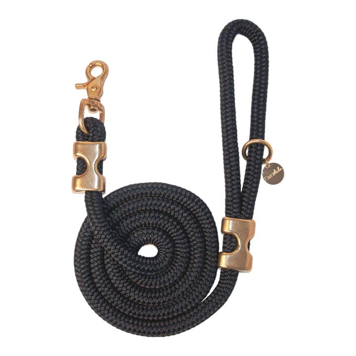 Laisse pour chien en corde noire de 5 pieds pour la vente par Crew LaLa