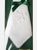 Trèfle brodé blanc, bord picot pour la vente par Samuel Lamont and Sons