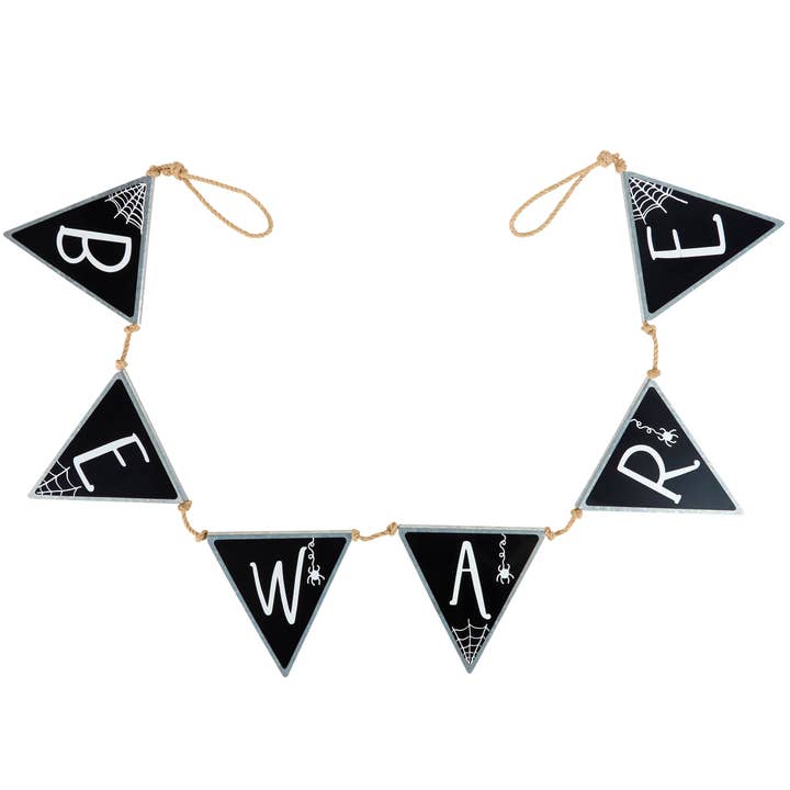 Spider Web Beware Pennant Banner for wholesale by Primitives by Kathy