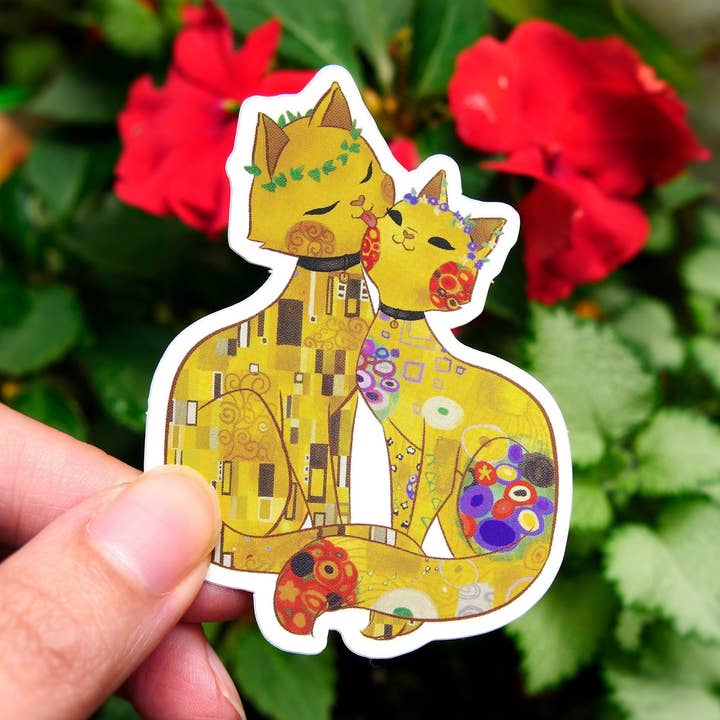 Meg-chan Doodles - Wholesale Sticker - The Kiss by Gustav Klimt | Cute Cat Sticker | Art history0