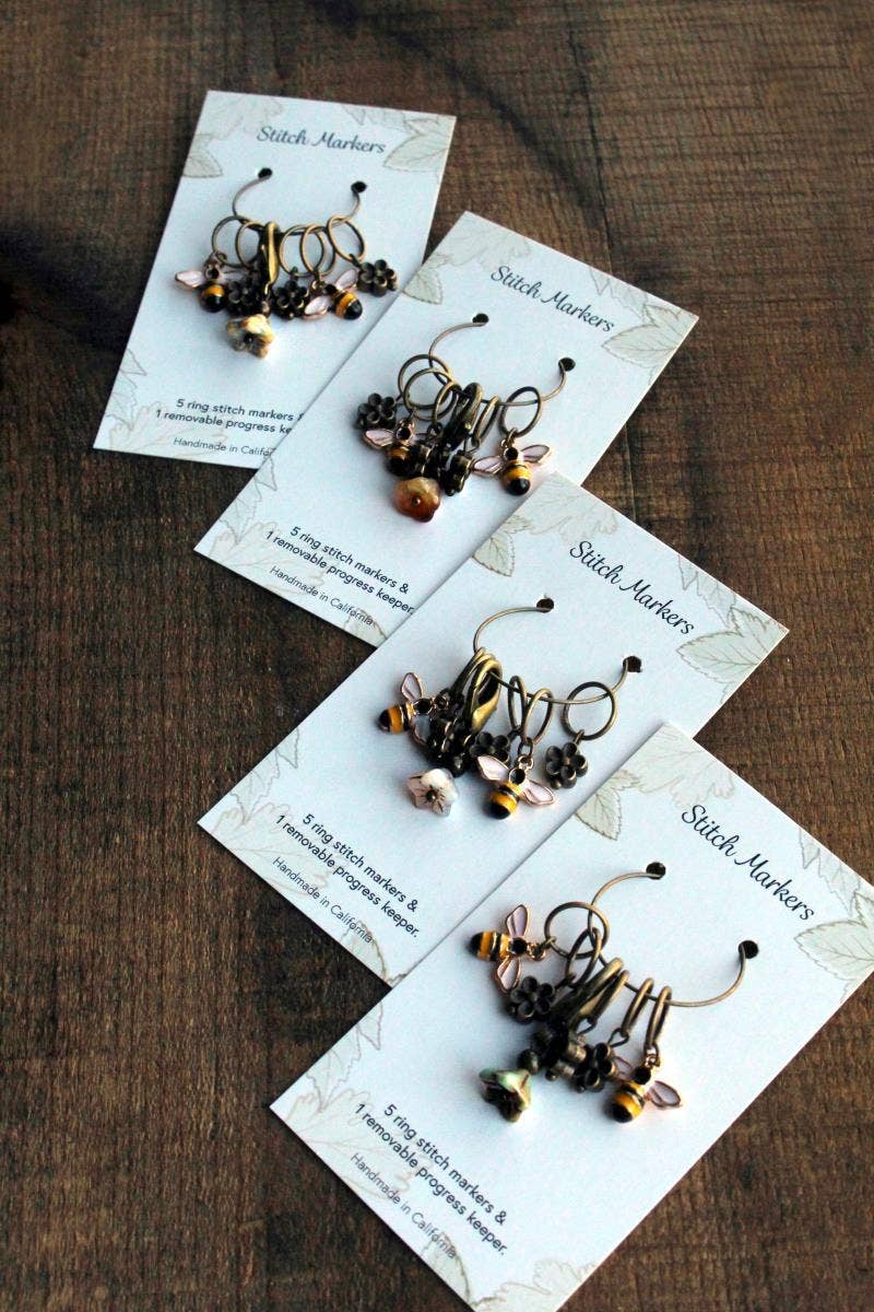 NNK Press - Wholesale Knitting/Crochet Supplies - Bee and Bloom Stitch Markers (Pack of 4)1