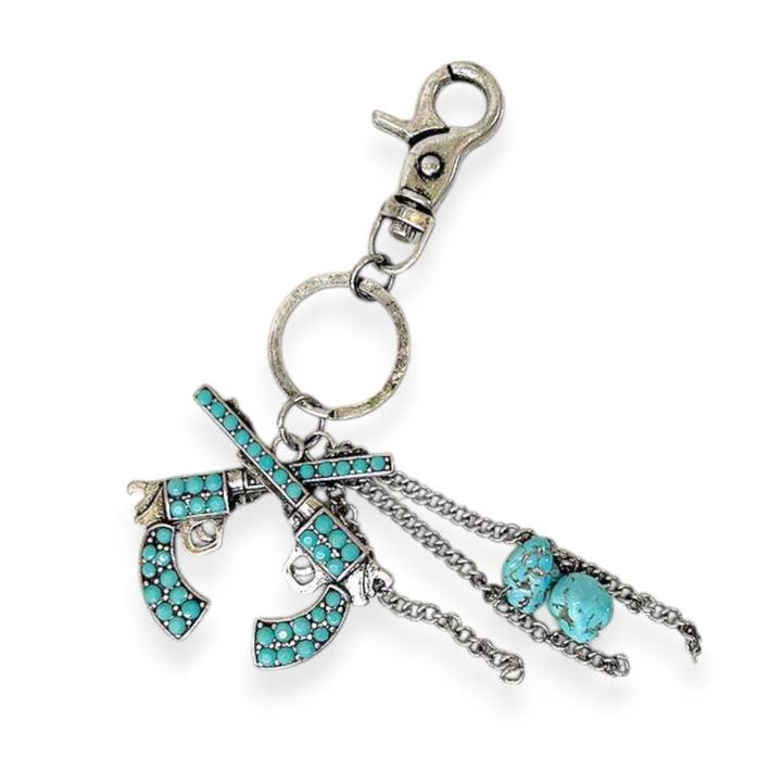 Porte-clés Western Turquoise Drop pour deux pistolets pour la vente par LA Jewelry Plaza
