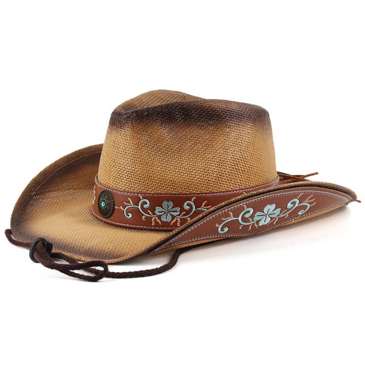 Embroidered Brim Western Cowboy Hat Straw Hat_CWAH3488 for wholesale by ACCITY