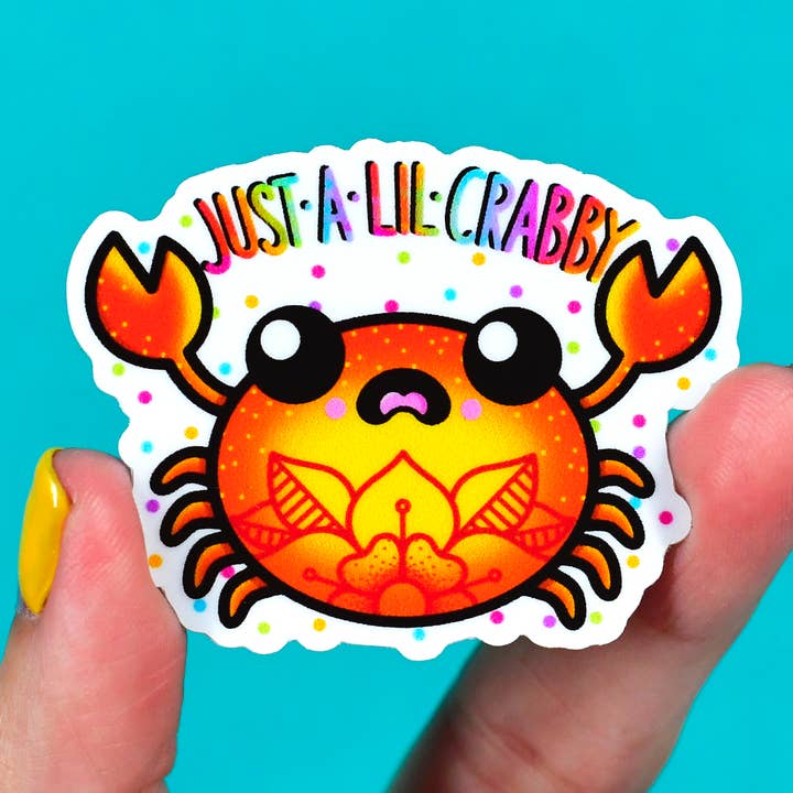 just a lil crabby vinyl sticker waterproof for wholesale by jesiiii