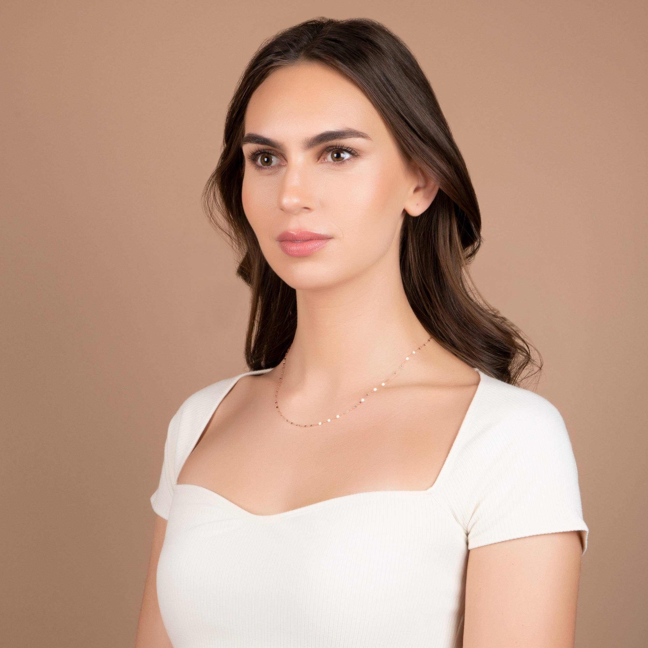 Pori Jewelry – Engroshandel Led/kæde halskæde – 14K guld diamant skåret spejl kæde10