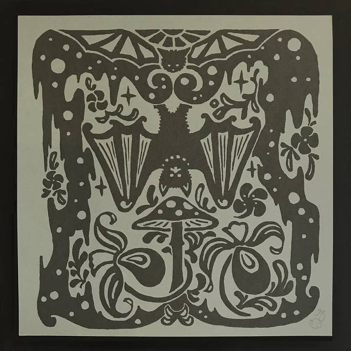 Morning Paper dot Design – wholesale Art print – Bats and mushroom silkscreen print1