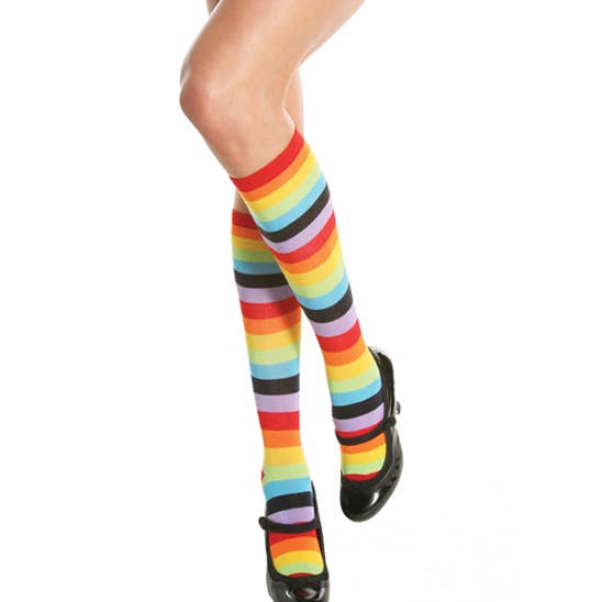Meias Rainbow Multi Knee High Neon - Tamanho livre por atacado de Western Fashion