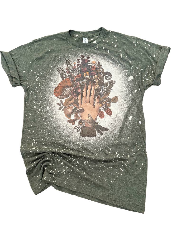 Green Witch Bleached Tee for wholesale by Pick Your Poison Tees LLC (Formerly Wandering Owl Designs)