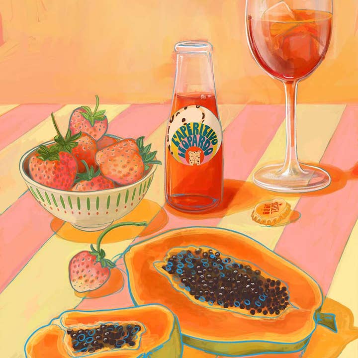 L'Aperitivo Leopardo Art Print for wholesale by Diedododa