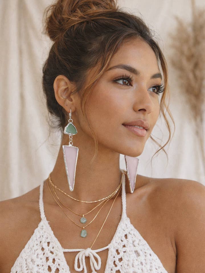 Pendientes Boho Modernos de Vidrio Manchado Hechos a Mano Chonky para venta al por mayor de Holly With a Why?