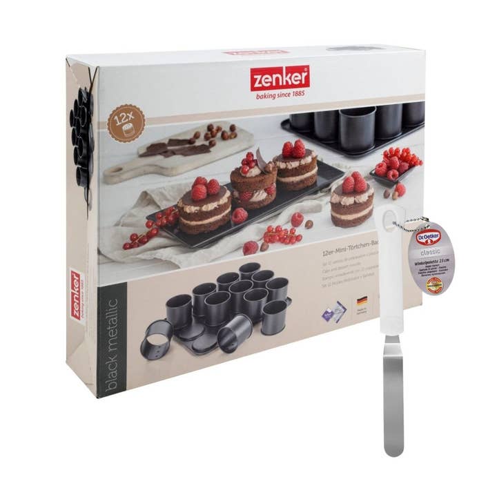 Zenker - Wholesale Cake Decorating Kit - Zenker Black Metallic mini cake baking sheet and icing spatula3