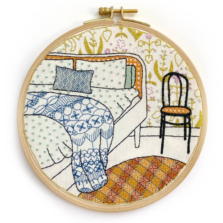 Cream Tea and Lace - Wholesale Borduurbenodigdheden - borduurpakket rustige slaapkamer, modern interieur, hoepelkunst4