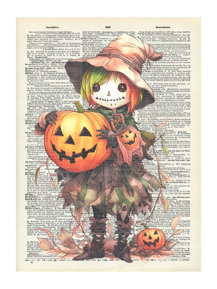 Halloween, scarecrow , Vintage Dictionary Print for wholesale by Crazilyhumbledesigns