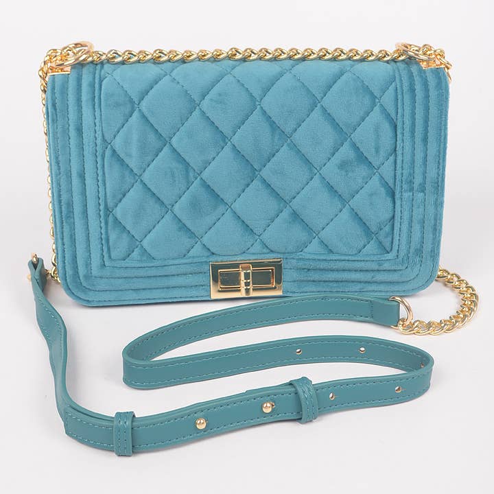 3AM BY H&D ACCESSORIES - Wholesale Crossbody Bag - Women's - Quilted Velvet Flap Bag2