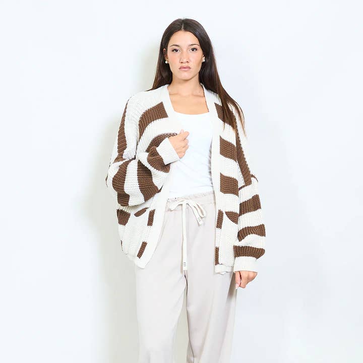 AMELÉ - Wholesale Cardigan - Women's - Oversized striped cardigan5