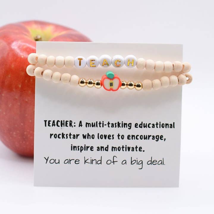 Two and Crew - Faith Based Jewelry & Gifts - Wholesale Beaded Bracelet - Wood Beaded TEACH Bracelet Set – Teacher Appreciation Gift5