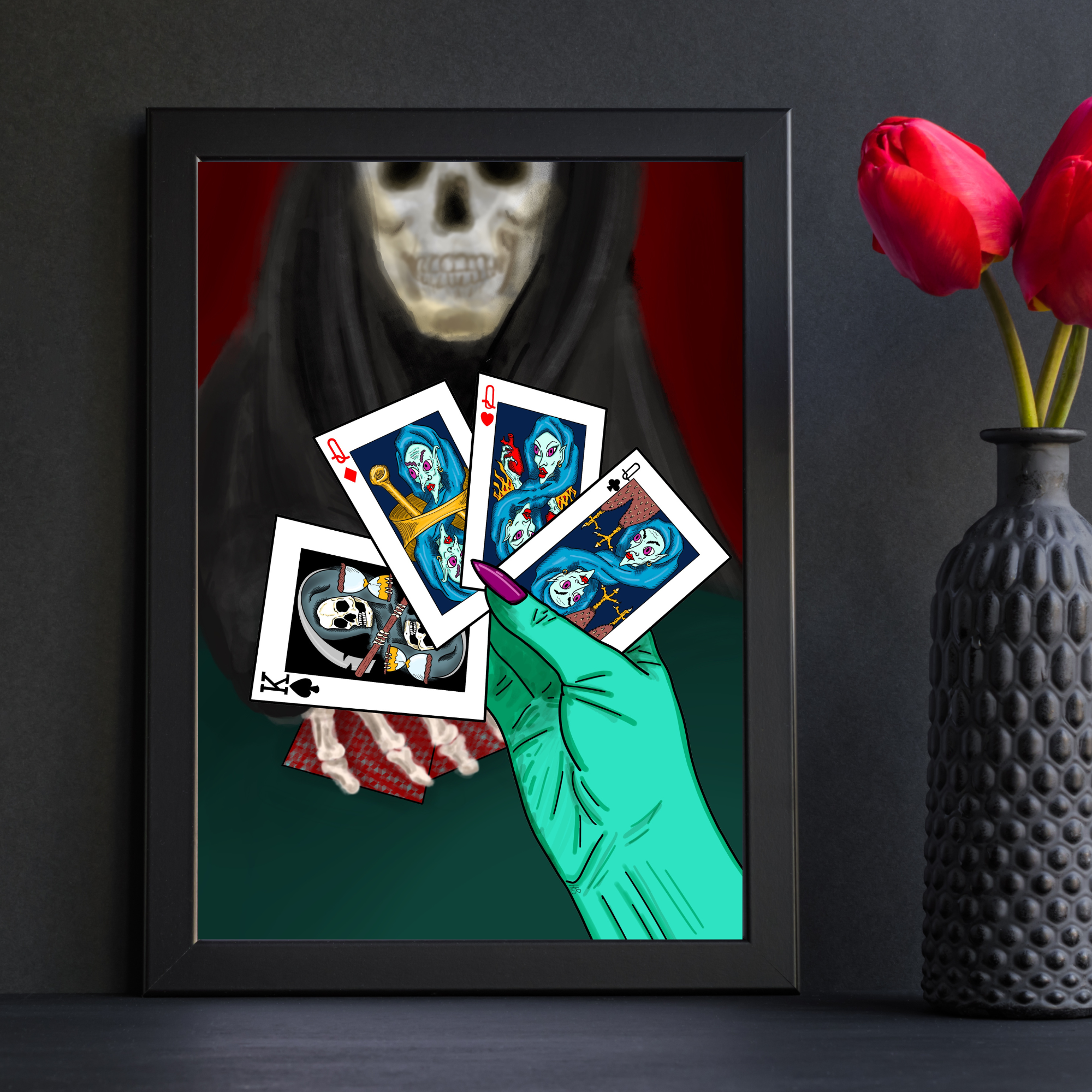 Hannah Kate Makes - Wholesale Art Print - Baba & the Reaper Art Print - A5/A4 - Baba Yaga & Death2