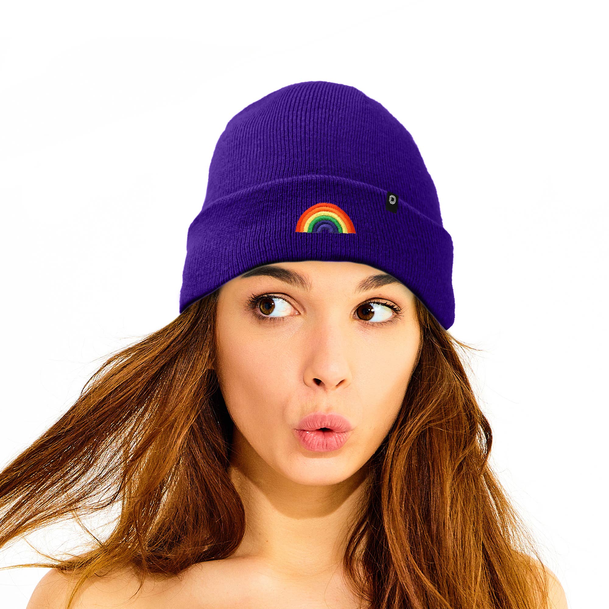 Dalix - Wholesale Beanie - Women's - Dalix Embroidered Rainbow Beanie Cap Cuffed Knit Hat Women69