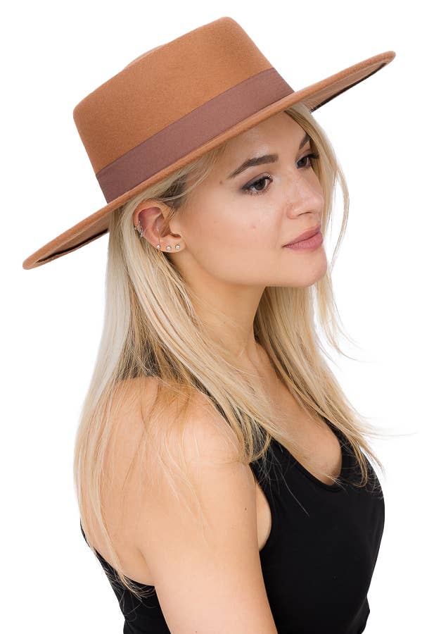 Cap Zone – wholesale Fedora - Dam – Wide Brim Bolero Faux Filt Pork Pie Crown Hat49