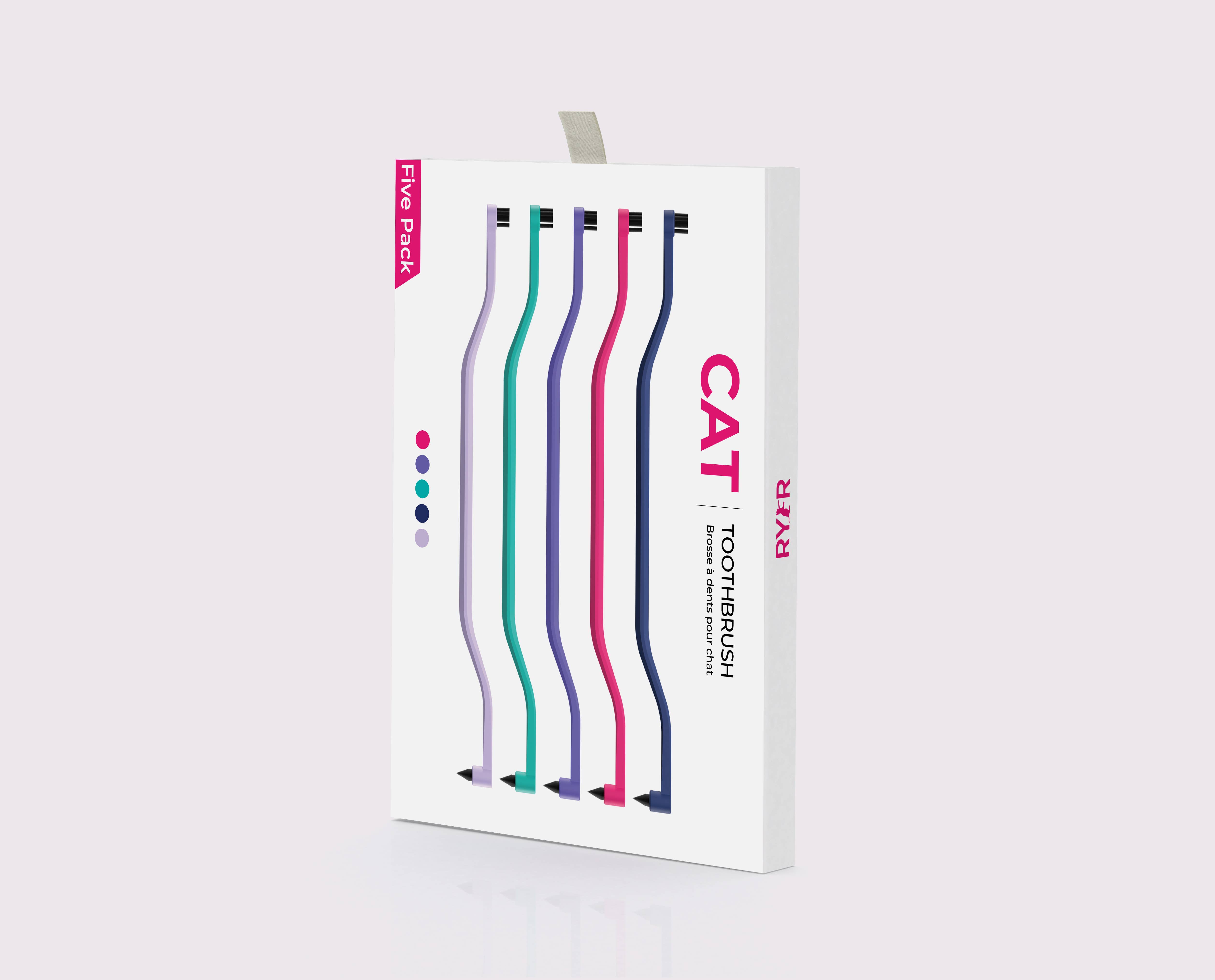 RYERCAT - Wholesale Pet Brush - Cat/Dog - Set of 5 Cat Toothbrush Micro Head & Dual Sided4