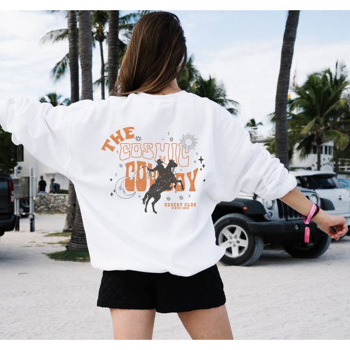 THE COSMIC COWBOY Graphic Unisex Fleece Pullover for wholesale by Shamaim