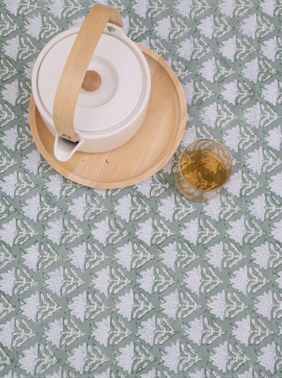 Rozablue - Wholesale Tablecloth - Handblockprinted  Tablecloth 160 x 270  Dustyrose green3