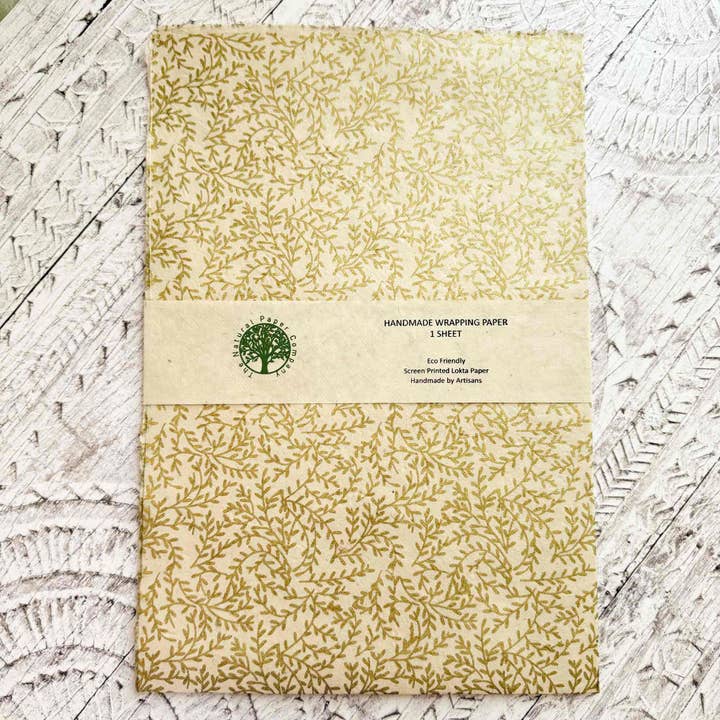 The Natural Paper Company - Wholesale Flat Wrap - Lokta Wrapping Paper - Golden Vine | Eco Friendly Gift Wrap3