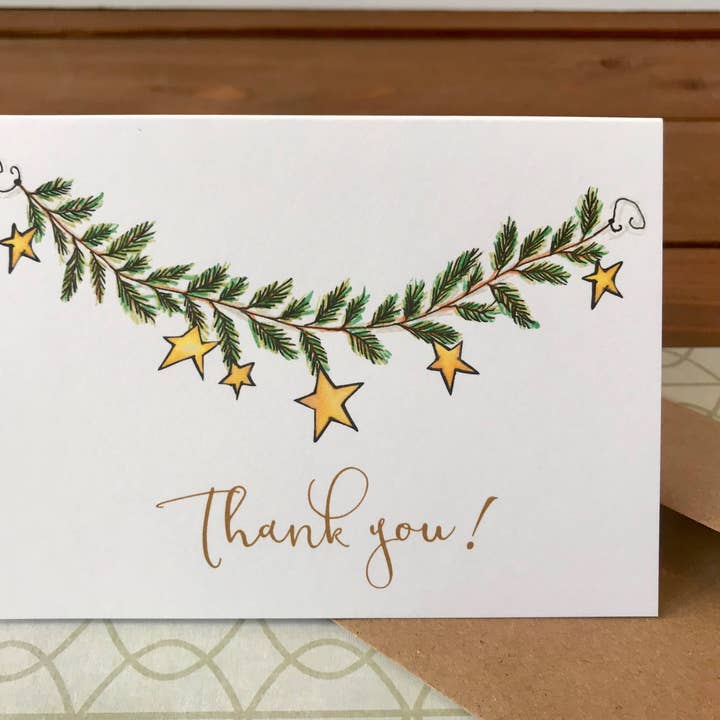 Whimsicals Paperie - Wholesale Thank You Card - Holiday Garland Boxed Thank You Notes | Christmas Thank You1