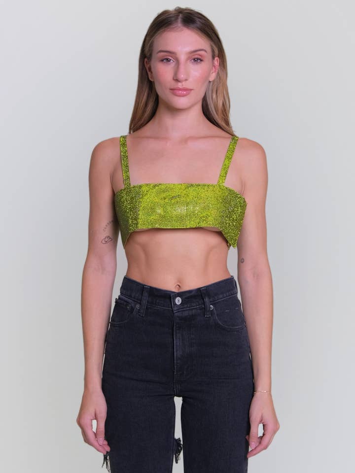 ALINA Rhinestone Crop Top for wholesale by Da Veamor
