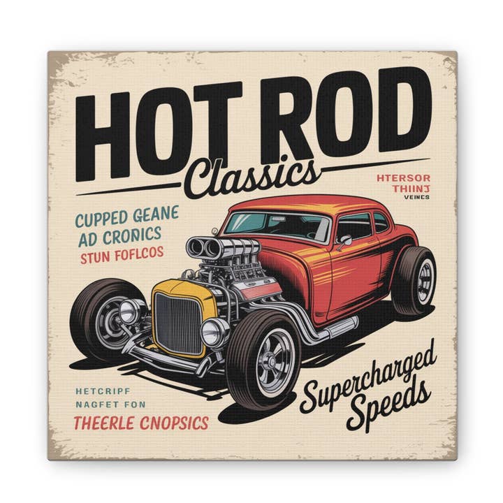 Hot Rod Decor Classics Retro Car Canvas | Vintage Muscle Car Wall Art for wholesale by Digital Chaotik